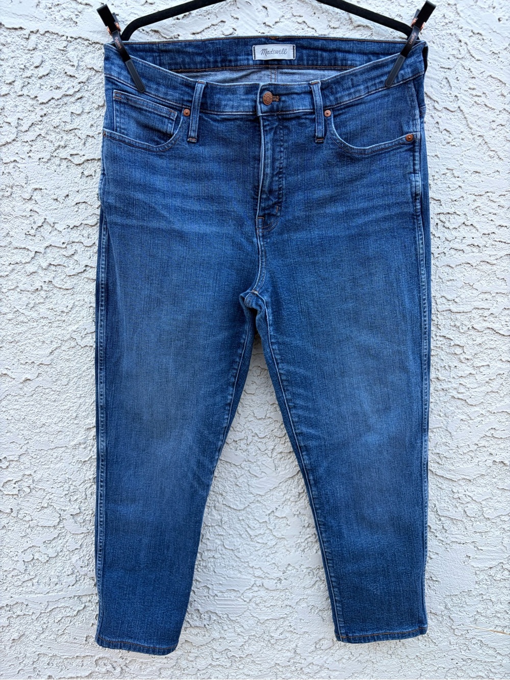 Madewell Slim Straight Cropped Jeans - Deep Blue Wash